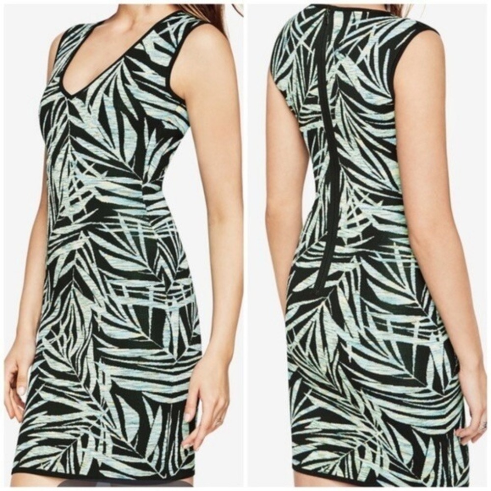 BCBG MAXAZRIA Gari Palms Jacquard Knit Dress size L